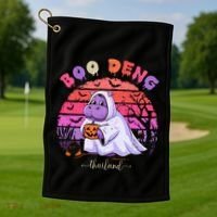 Moo Deng Hippo Baby Pygmy Hippopotamus Fun Halloween Costume Golf Towel thumb 1