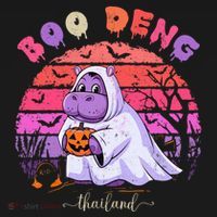 Moo Deng Hippo Baby Pygmy Hippopotamus Fun Halloween Costume Kids Sweatshirt thumb 2