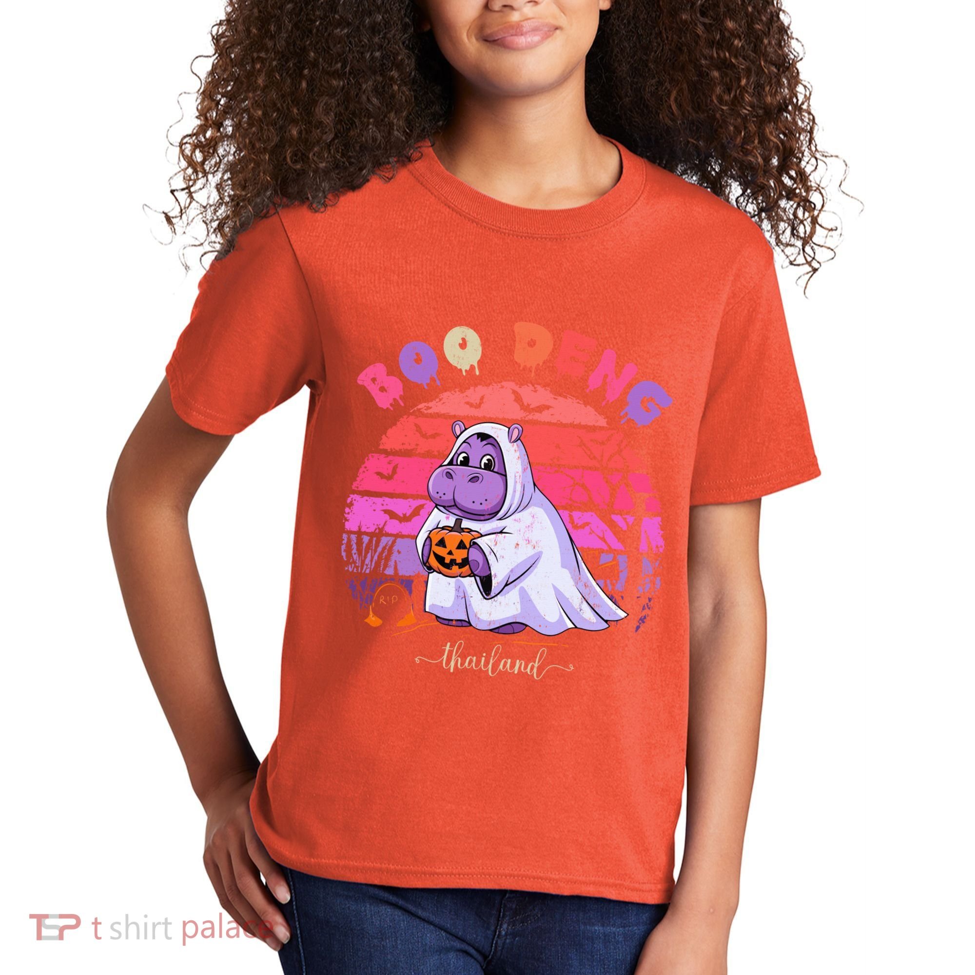 Moo Deng Hippo Baby Pygmy Hippopotamus Fun Halloween Costume Kids T-Shirt