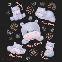 Moo Deng Hippo Pig Flower Cute Baby Pygmy Moodeng Souvenir Beanie thumb 2