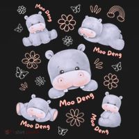 Moo Deng Hippo Pig Flower Cute Baby Pygmy Moodeng Souvenir Ornament thumb 1