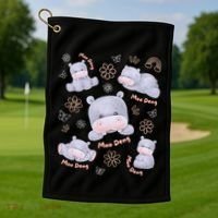 Moo Deng Hippo Pig Flower Cute Baby Pygmy Moodeng Souvenir Golf Towel thumb 1
