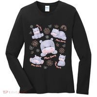 Moo Deng Hippo Pig Flower Cute Baby Pygmy Moodeng Souvenir Women's Long Sleeve Shirt thumb 0