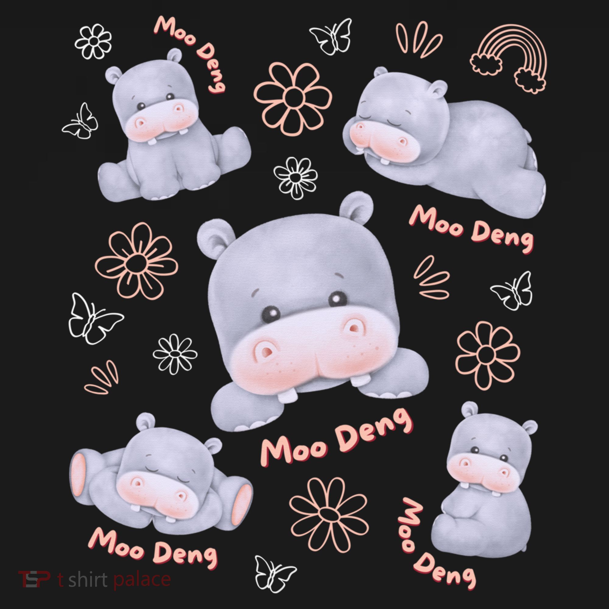 Moo Deng Hippo Pig Flower Cute Baby Pygmy Moodeng Souvenir Kids Sweatshirt
