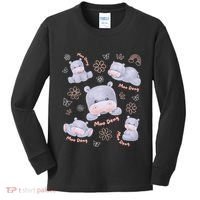 Moo Deng Hippo Pig Flower Cute Baby Pygmy Moodeng Souvenir Kids Long Sleeve Shirt thumb 0