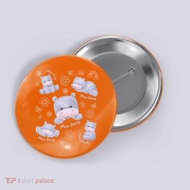 Moo Deng Hippo Pig Flower Cute Baby Pygmy Moodeng Souvenir Button