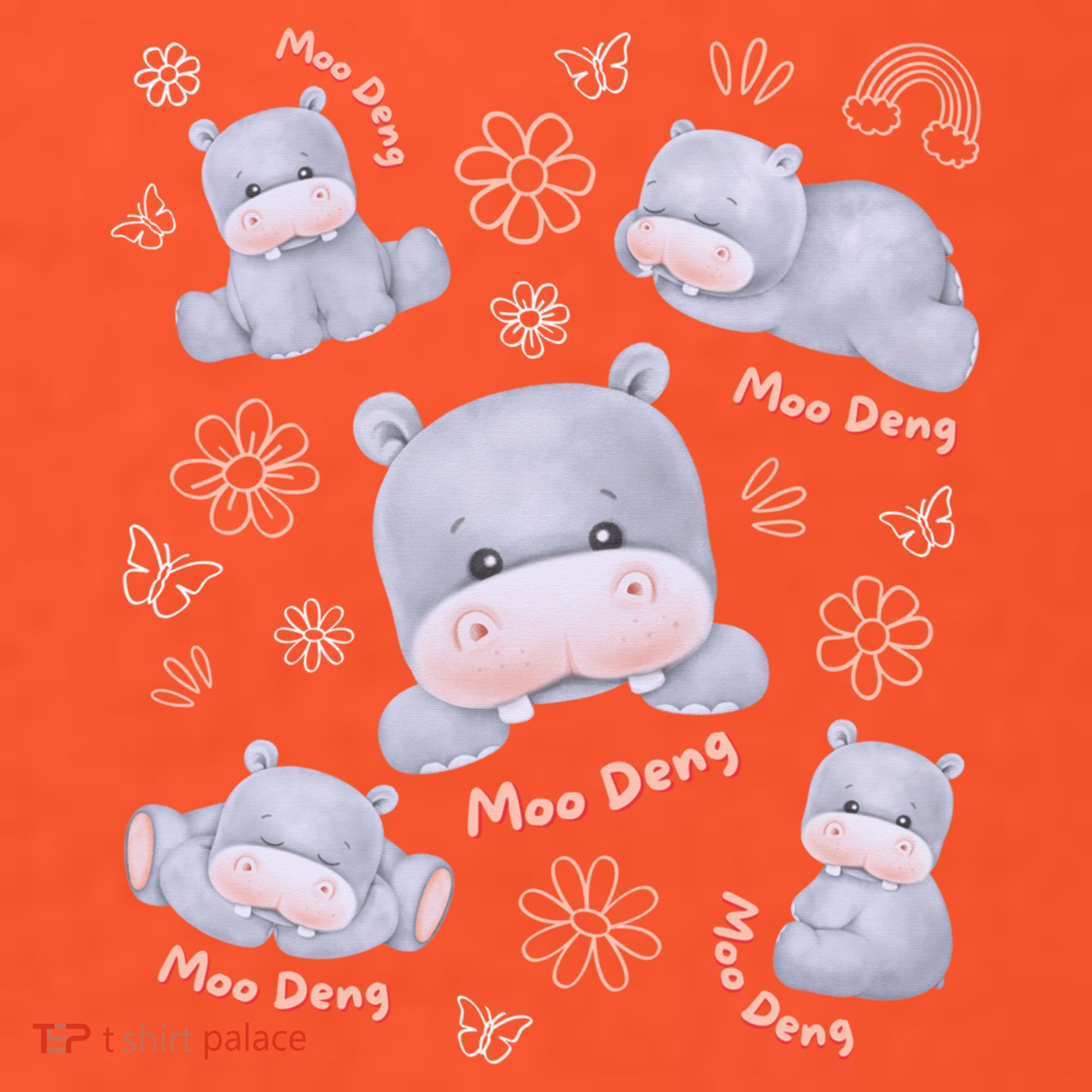 Moo Deng Hippo Pig Flower Cute Baby Pygmy Moodeng Souvenir Mousepad