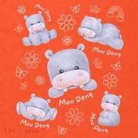 Moo Deng Hippo Pig Flower Cute Baby Pygmy Moodeng Souvenir Kids T-Shirt thumb 4