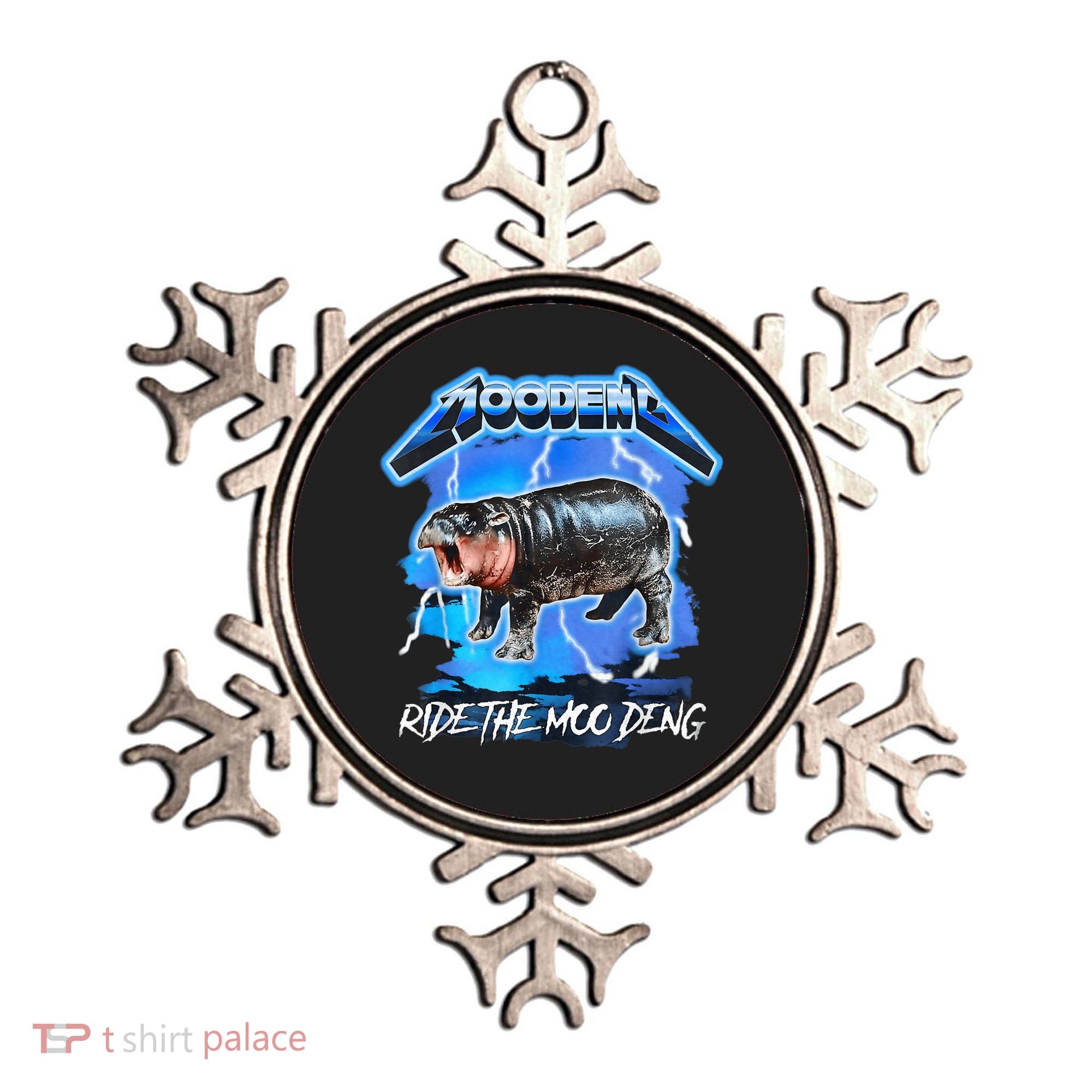 Moo Deng Hippo Ride The Moo Deng Music Rock Style Ornament