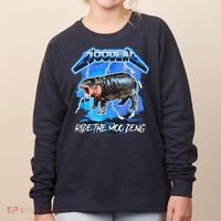 Moo Deng Hippo Ride The Moo Deng Music Rock Style Women's Sweatshirt thumb 0