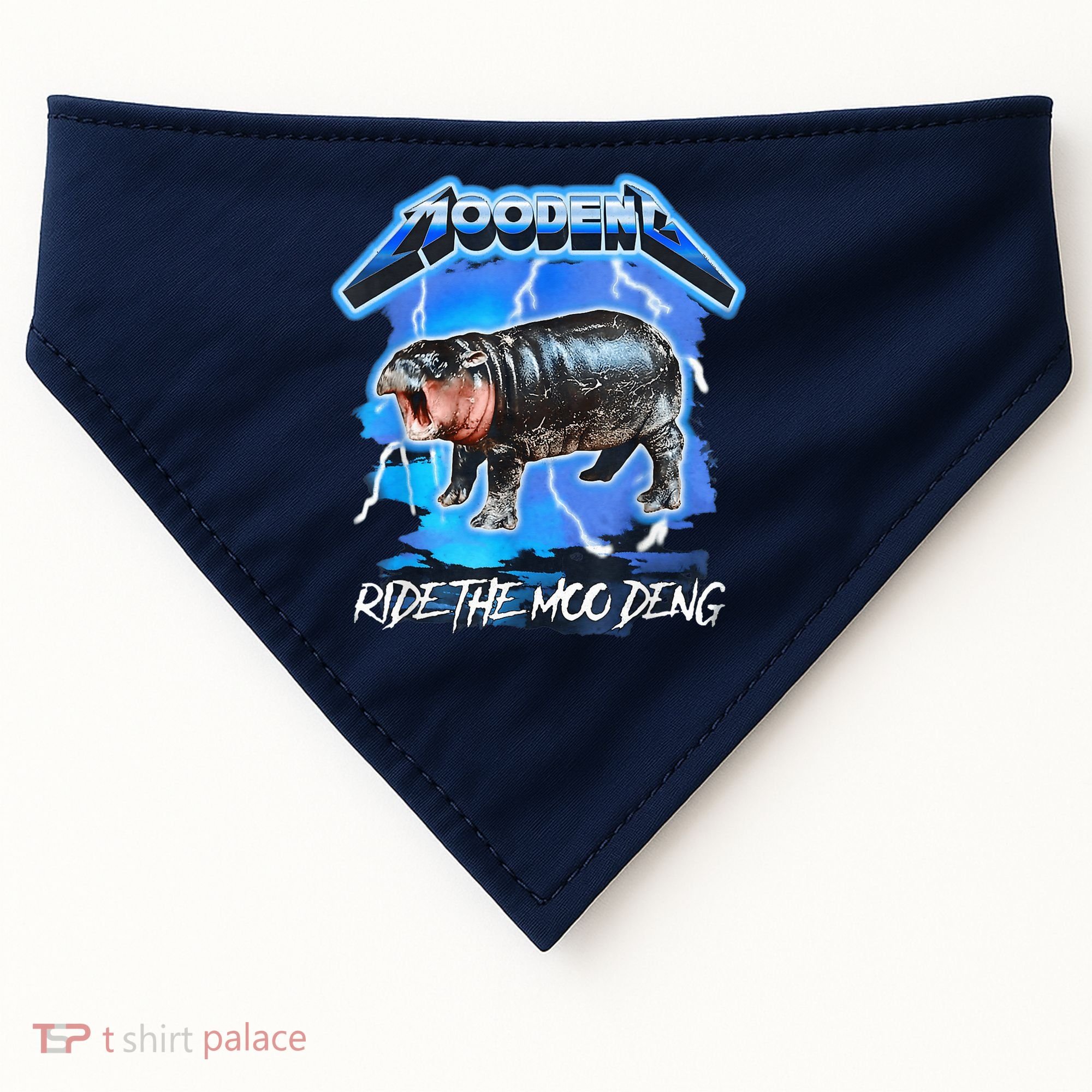 Moo Deng Hippo Ride The Moo Deng Music Rock Style USA-Made Doggie Bandana
