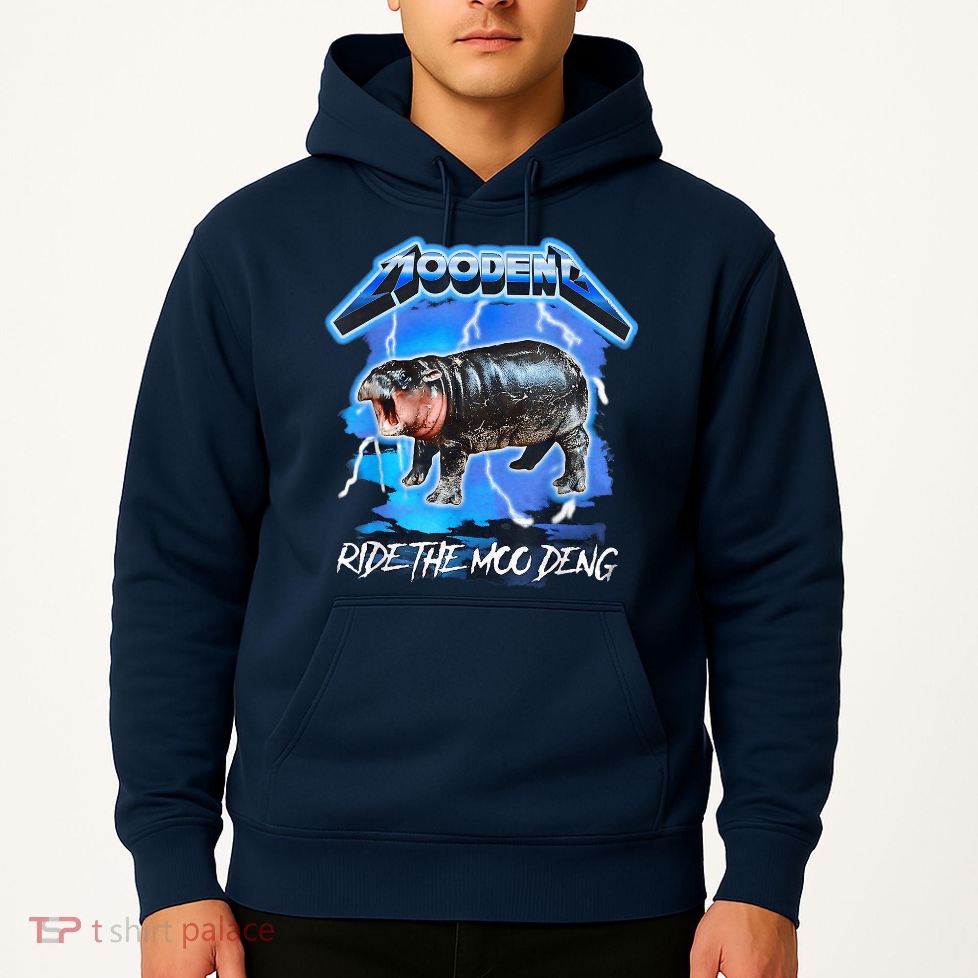Moo Deng Hippo Ride The Moo Deng Music Rock Style Hoodie