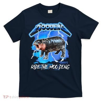 Moo Deng Hippo Ride The Moo Deng Music Rock Style T-Shirt