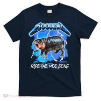 Moo Deng Hippo Ride The Moo Deng Music Rock Style T-Shirt thumb 0