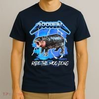 Moo Deng Hippo Ride The Moo Deng Music Rock Style T-Shirt thumb 3