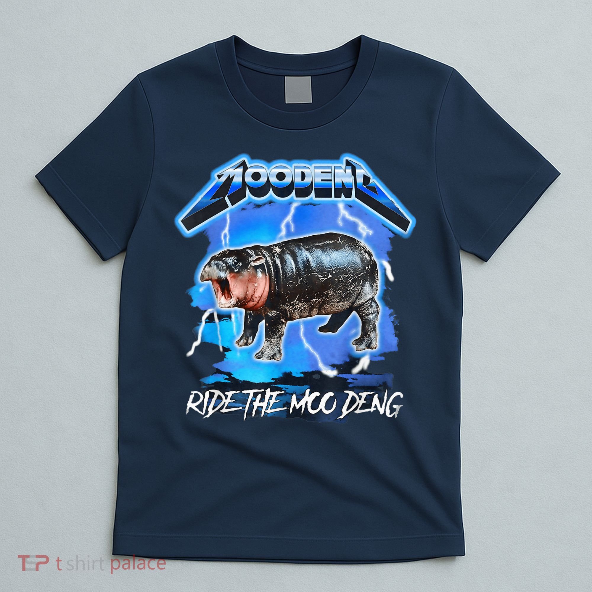 Moo Deng Hippo Ride The Moo Deng Music Rock Style T-Shirt