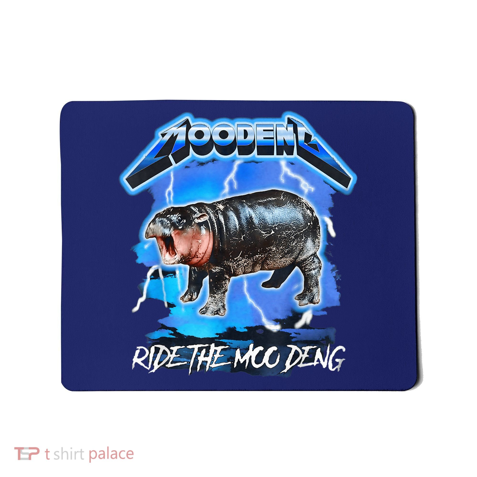 Moo Deng Hippo Ride The Moo Deng Music Rock Style Mousepad