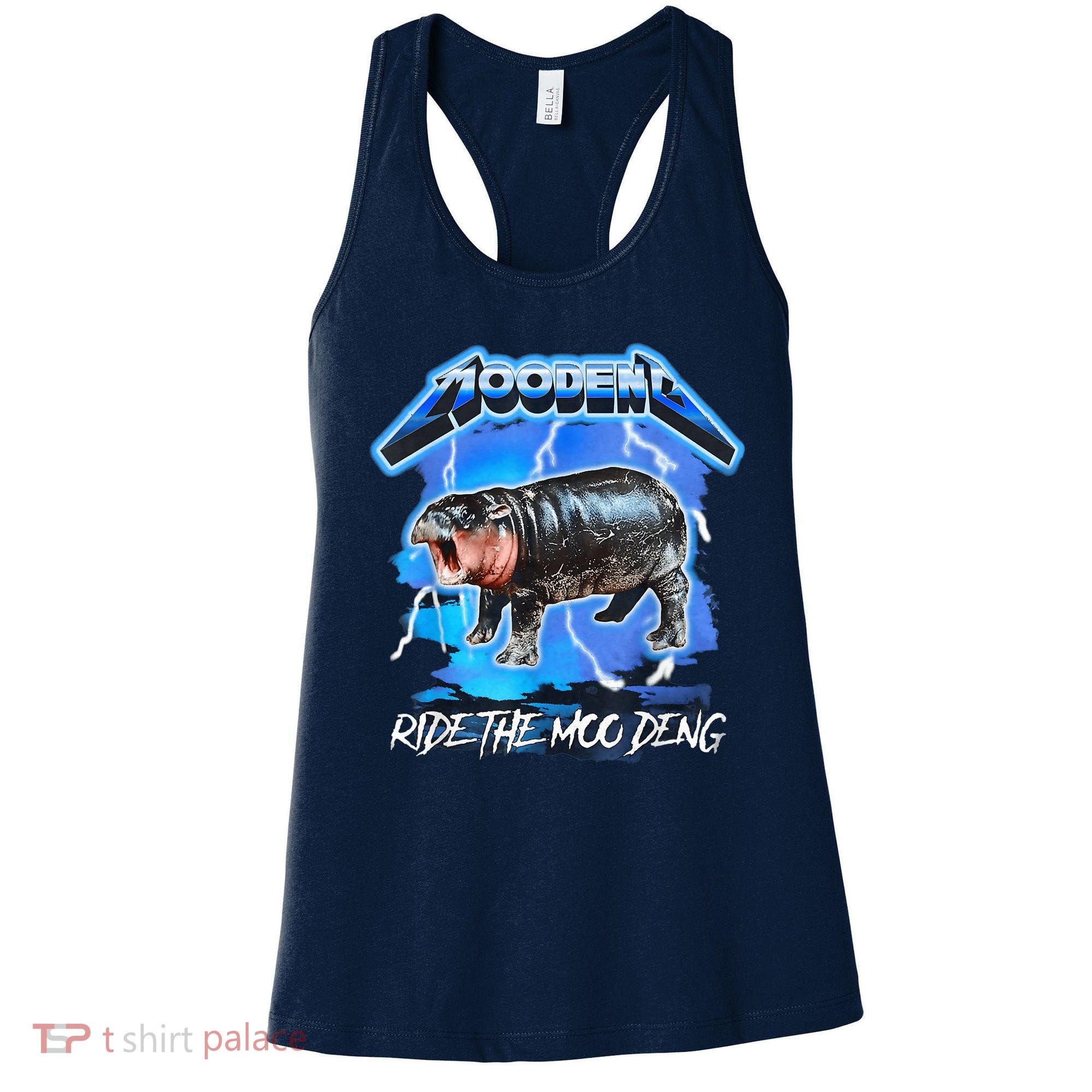 Moo Deng Hippo Ride The Moo Deng Music Rock Style Women's Tank Top