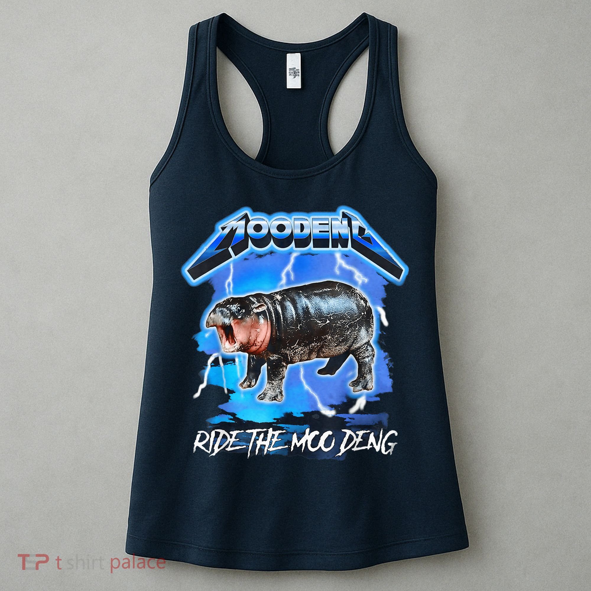 Moo Deng Hippo Ride The Moo Deng Music Rock Style Women's Tank Top