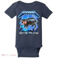 Moo Deng Hippo Ride The Moo Deng Music Rock Style Baby Bodysuit thumb 0