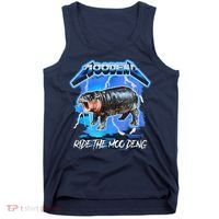 Moo Deng Hippo Ride The Moo Deng Music Rock Style Tank Top thumb 0
