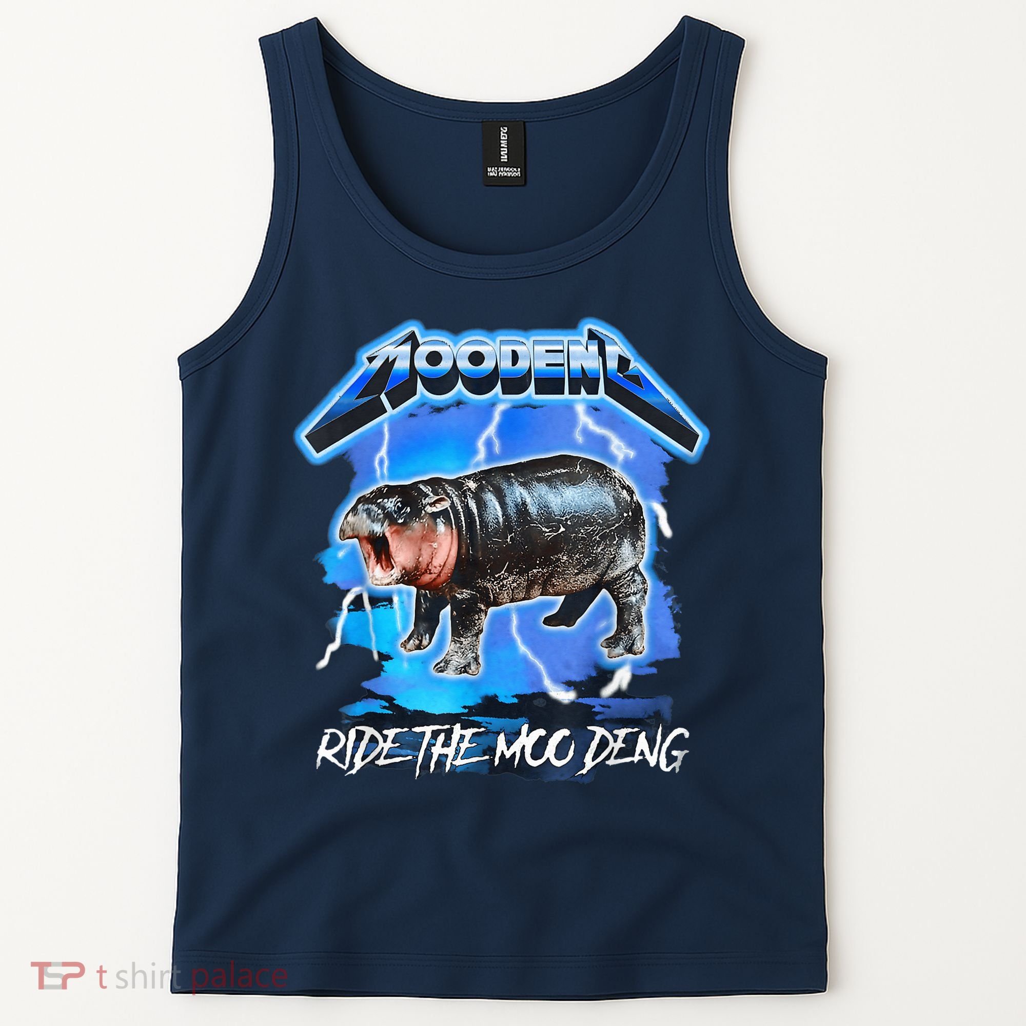 Moo Deng Hippo Ride The Moo Deng Music Rock Style Tank Top