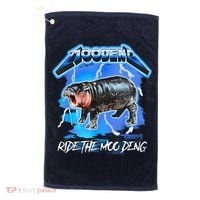 Moo Deng Hippo Ride The Moo Deng Music Rock Style Golf Towel thumb 0