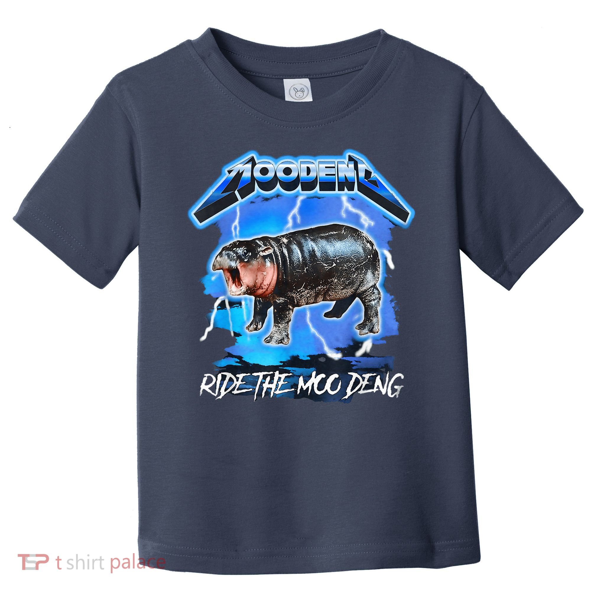 Moo Deng Hippo Ride The Moo Deng Music Rock Style Toddler T-Shirt