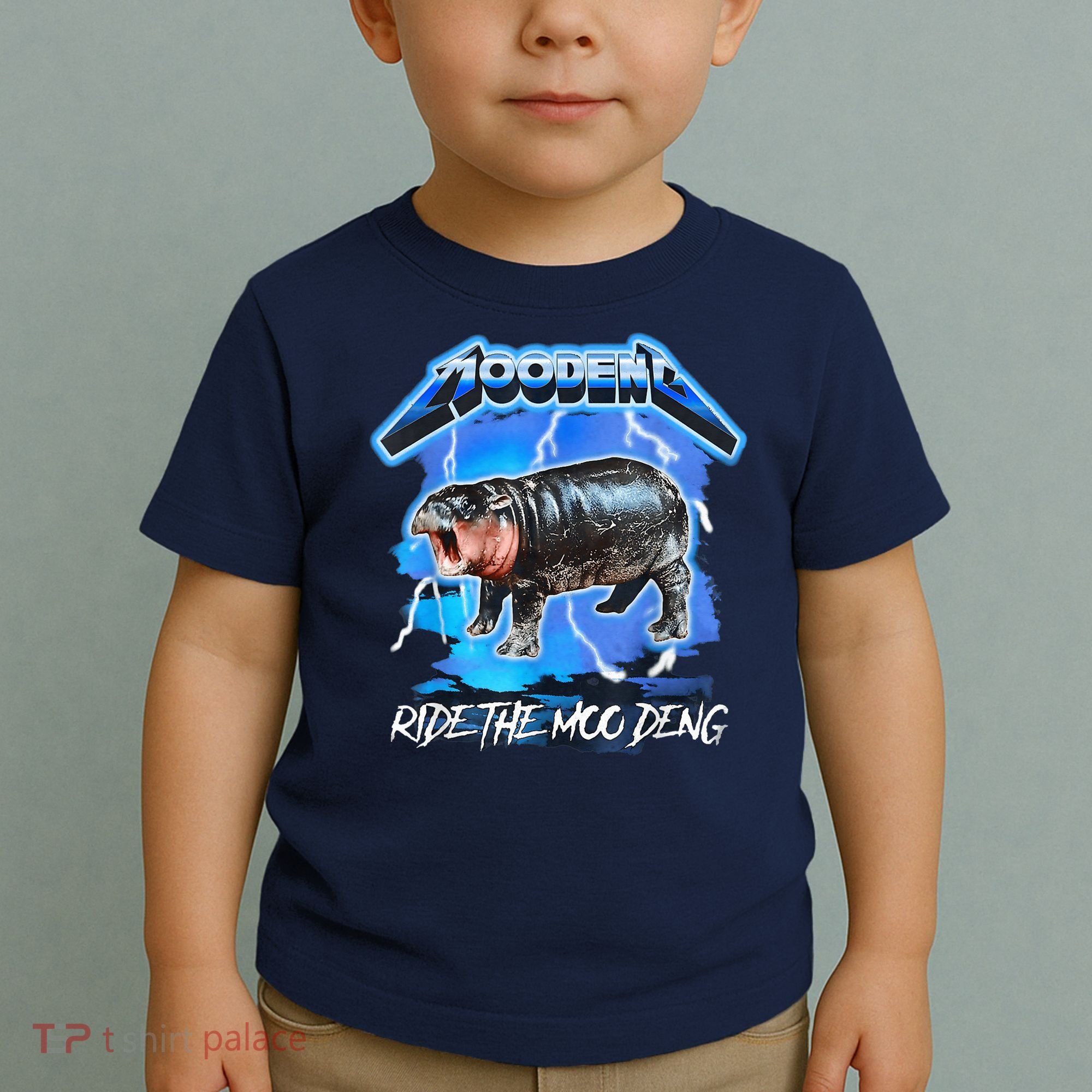 Moo Deng Hippo Ride The Moo Deng Music Rock Style Toddler T-Shirt