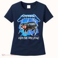 Moo Deng Hippo Ride The Moo Deng Music Rock Style Women's T-Shirt thumb 0