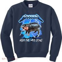 Moo Deng Hippo Ride The Moo Deng Music Rock Style Kids Sweatshirt thumb 0