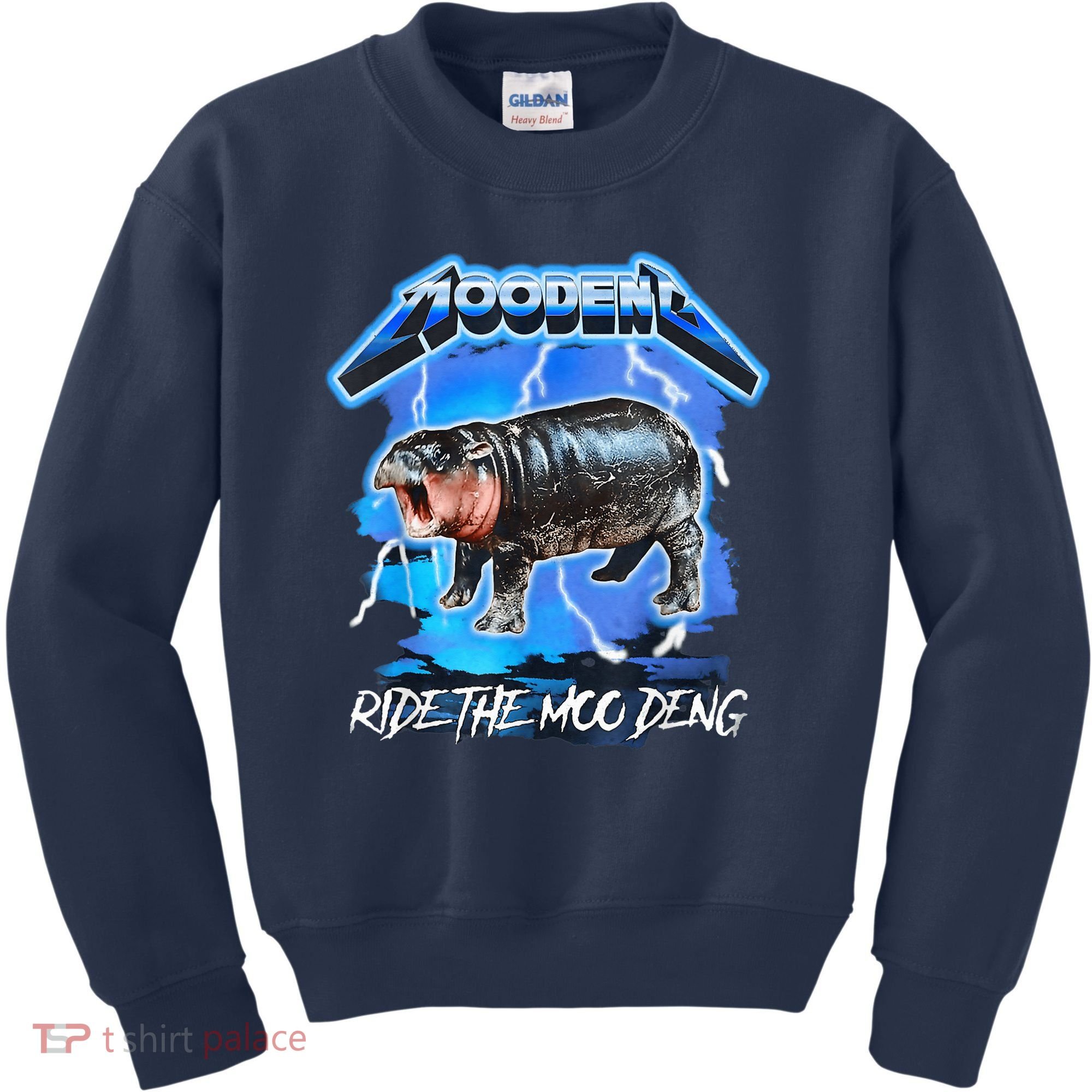 Moo Deng Hippo Ride The Moo Deng Music Rock Style Kids Sweatshirt