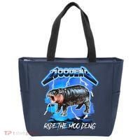 Moo Deng Hippo Ride The Moo Deng Music Rock Style Tote Bag thumb 0
