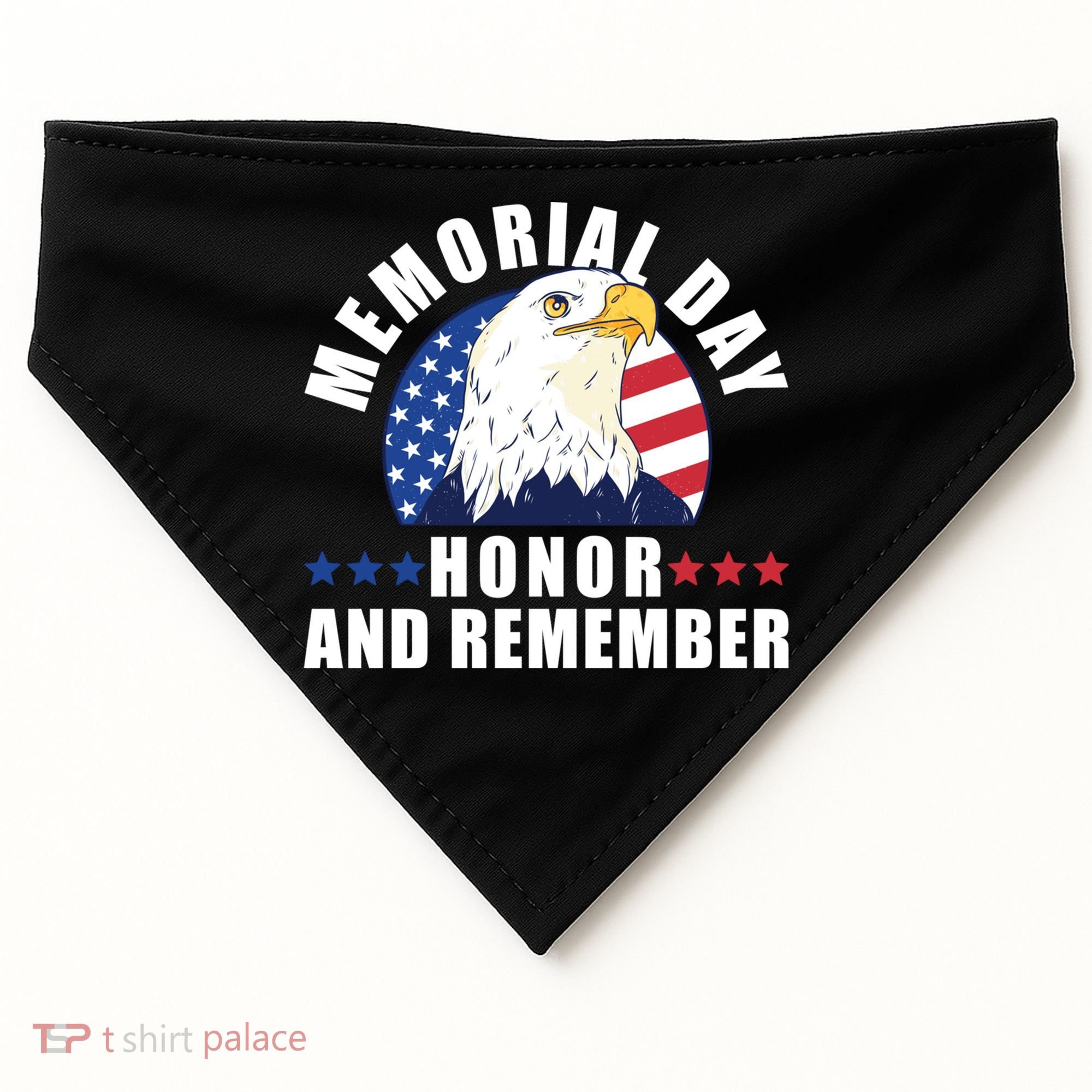 Memorial Day Honor And Remember Bald Eagle Patriotic Gift USA-Made Doggie Bandana