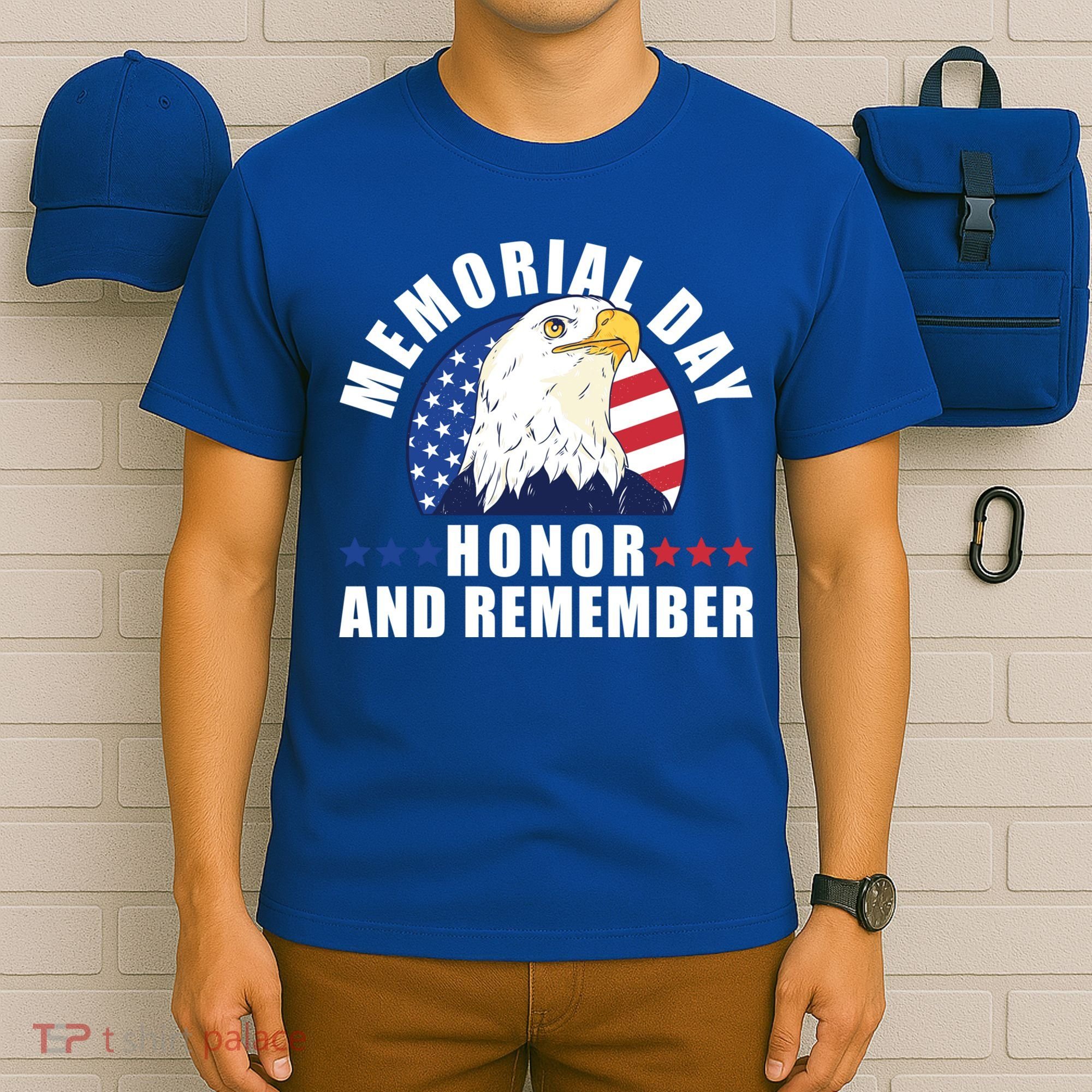 Memorial Day Honor And Remember Bald Eagle Patriotic Gift T-Shirt