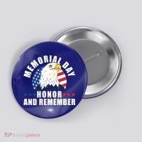 Memorial Day Honor And Remember Bald Eagle Patriotic Gift Button thumb 0