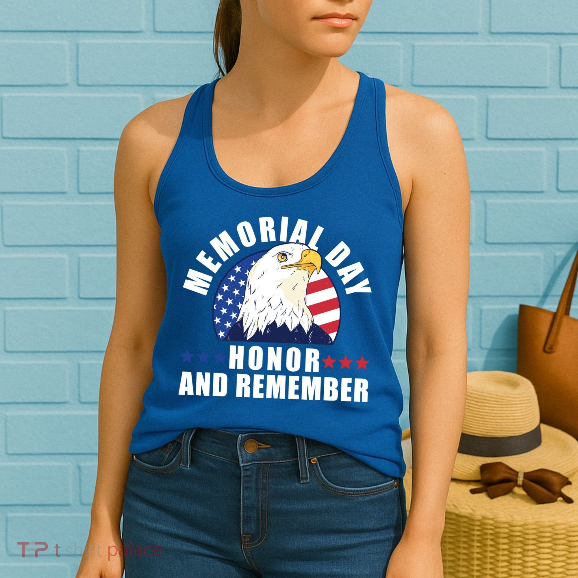 Memorial Day Honor And Remember Bald Eagle Patriotic Gift Women's Tank Top
