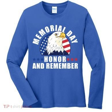 Memorial Day Honor And Remember Bald Eagle Patriotic Gift Women's Long Sleeve Shirt