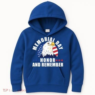 Memorial Day Honor And Remember Bald Eagle Patriotic Gift Kids Hoodie