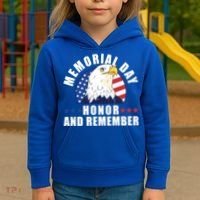 Memorial Day Honor And Remember Bald Eagle Patriotic Gift Kids Hoodie thumb 3