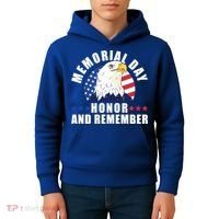 Memorial Day Honor And Remember Bald Eagle Patriotic Gift Kids Hoodie thumb 4