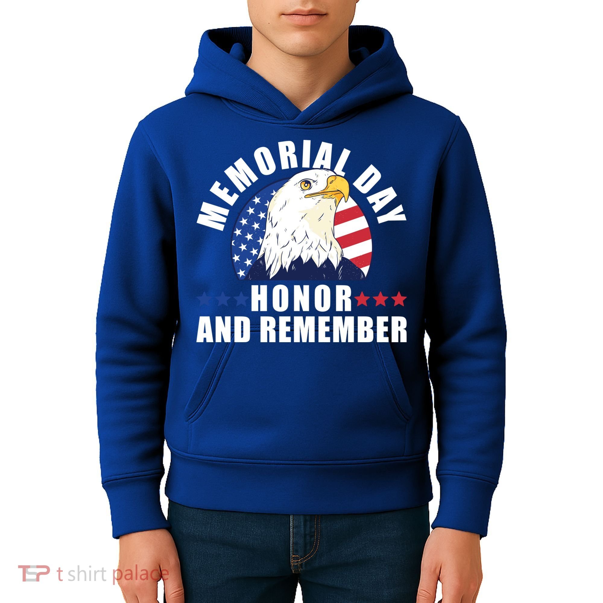 Memorial Day Honor And Remember Bald Eagle Patriotic Gift Kids Hoodie