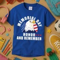 Memorial Day Honor And Remember Bald Eagle Patriotic Gift Kids T-Shirt thumb 3