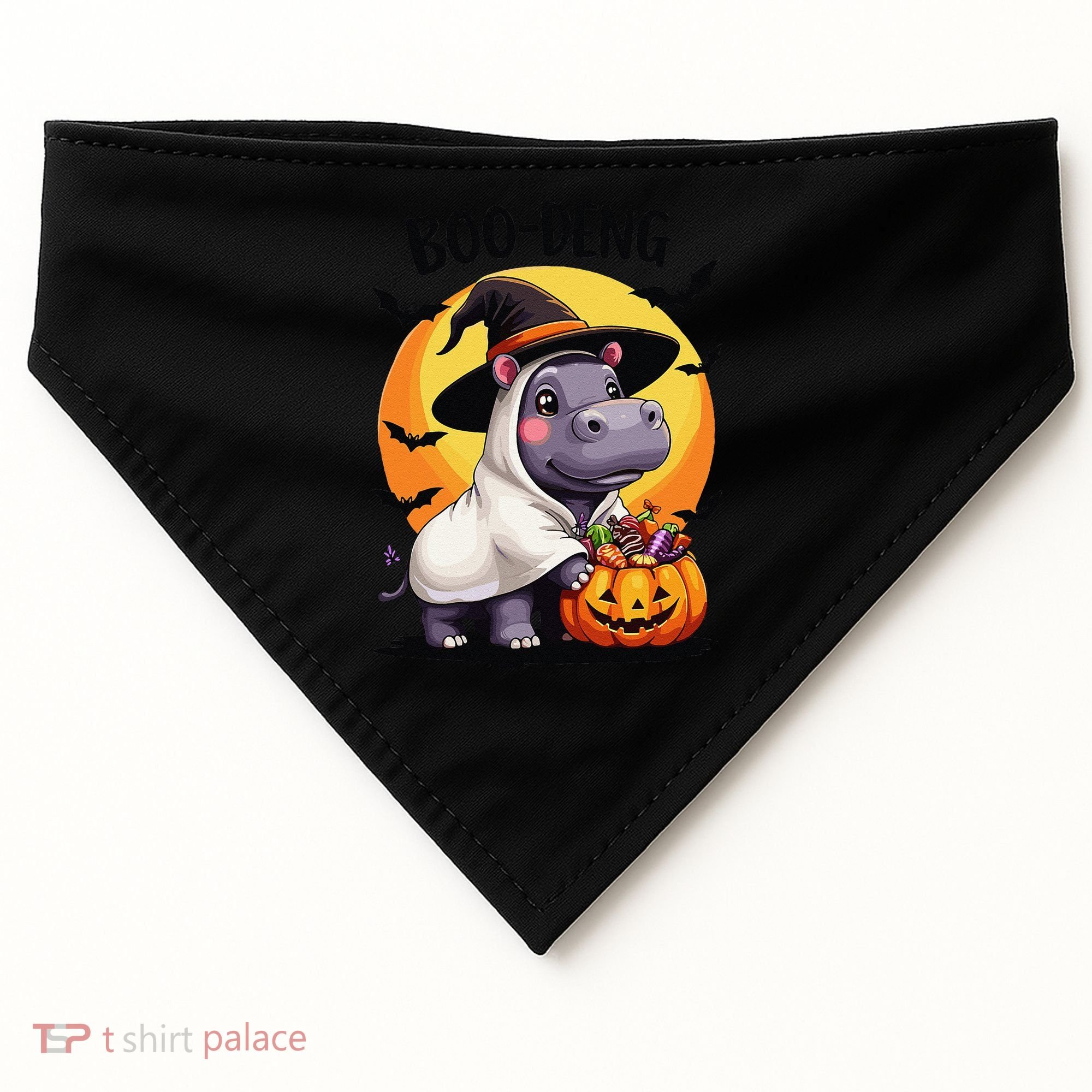 Moo Deng Halloween Boo Deng Costume Moodeng Hippo USA-Made Doggie Bandana