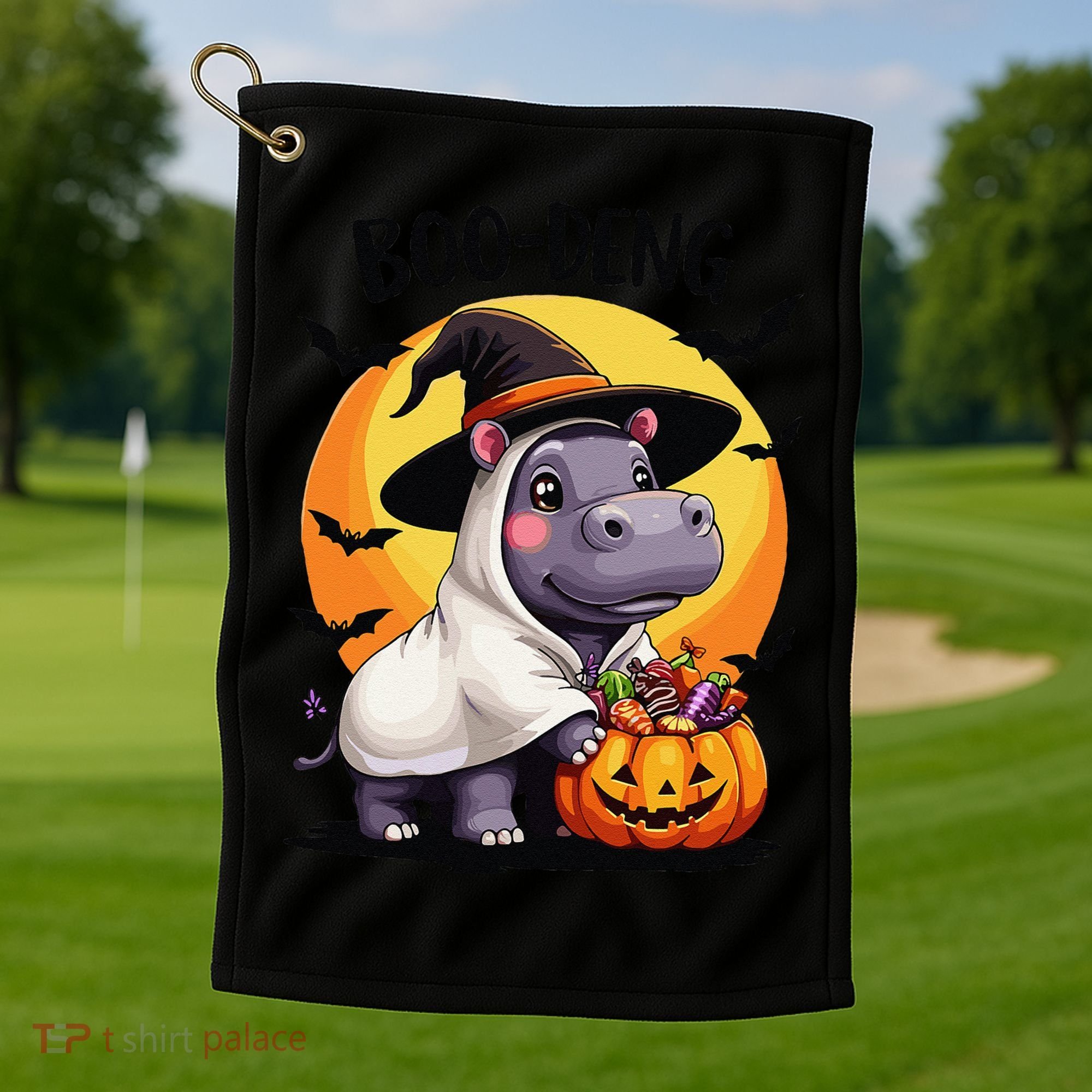 Moo Deng Halloween Boo Deng Costume Moodeng Hippo Golf Towel