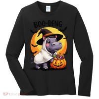 Moo Deng Halloween Boo Deng Costume Moodeng Hippo Women's Long Sleeve Shirt thumb 0