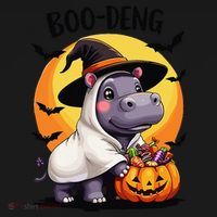 Moo Deng Halloween Boo Deng Costume Moodeng Hippo Women's Long Sleeve Shirt thumb 2