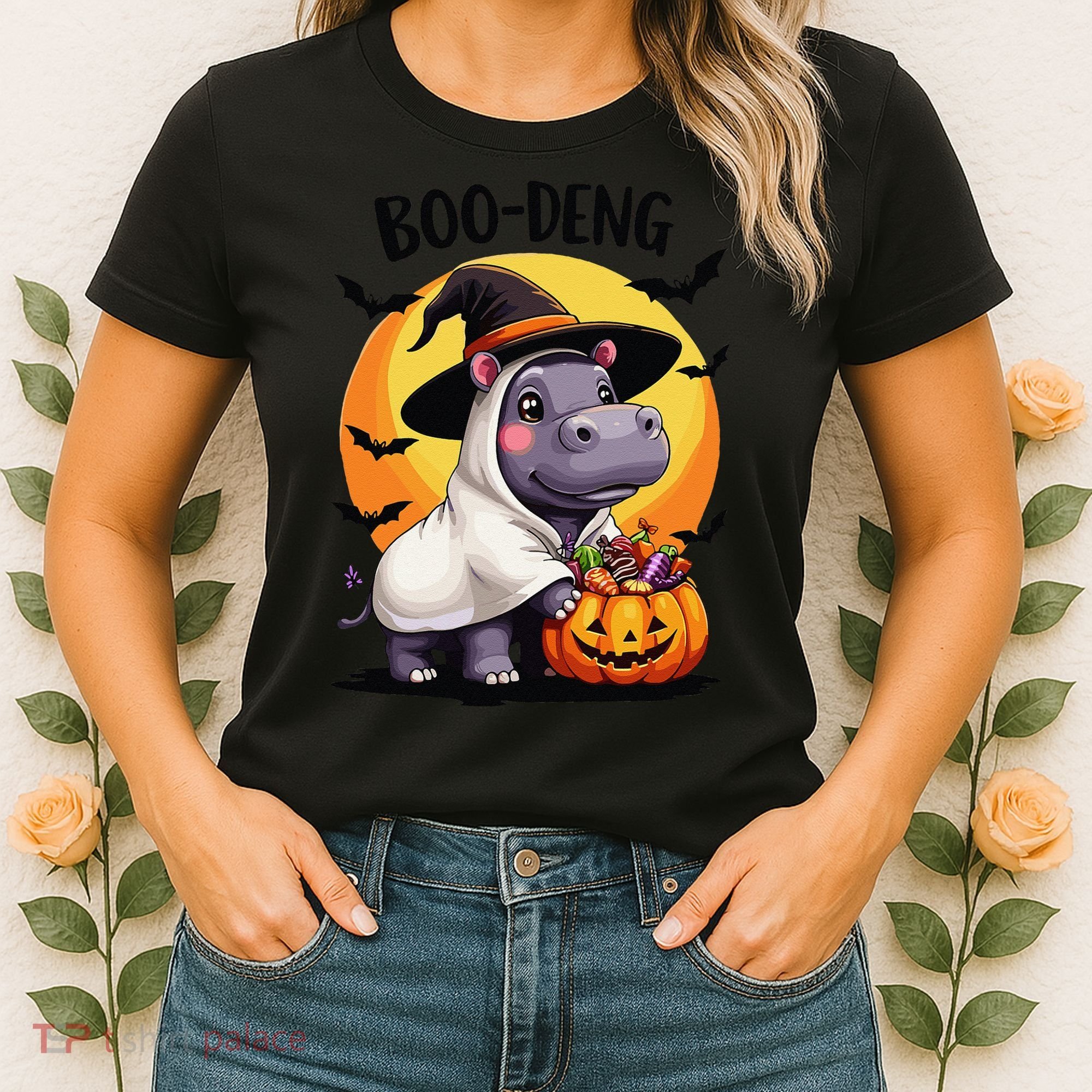 Moo Deng Halloween Boo Deng Costume Moodeng Hippo Women's T-Shirt