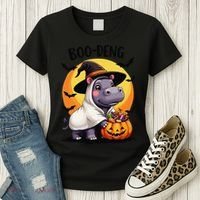 Moo Deng Halloween Boo Deng Costume Moodeng Hippo Women's T-Shirt thumb 3