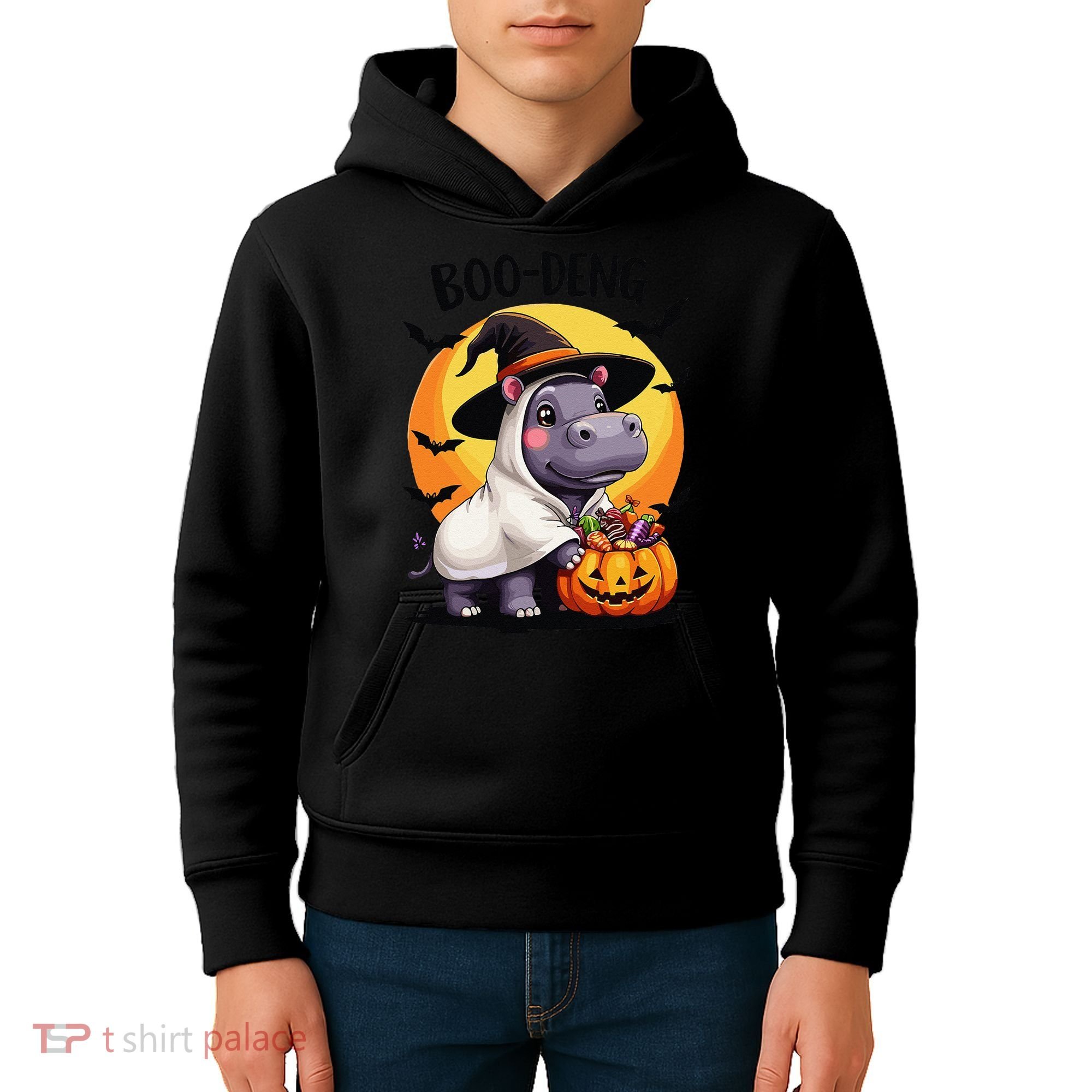 Moo Deng Halloween Boo Deng Costume Moodeng Hippo Kids Hoodie